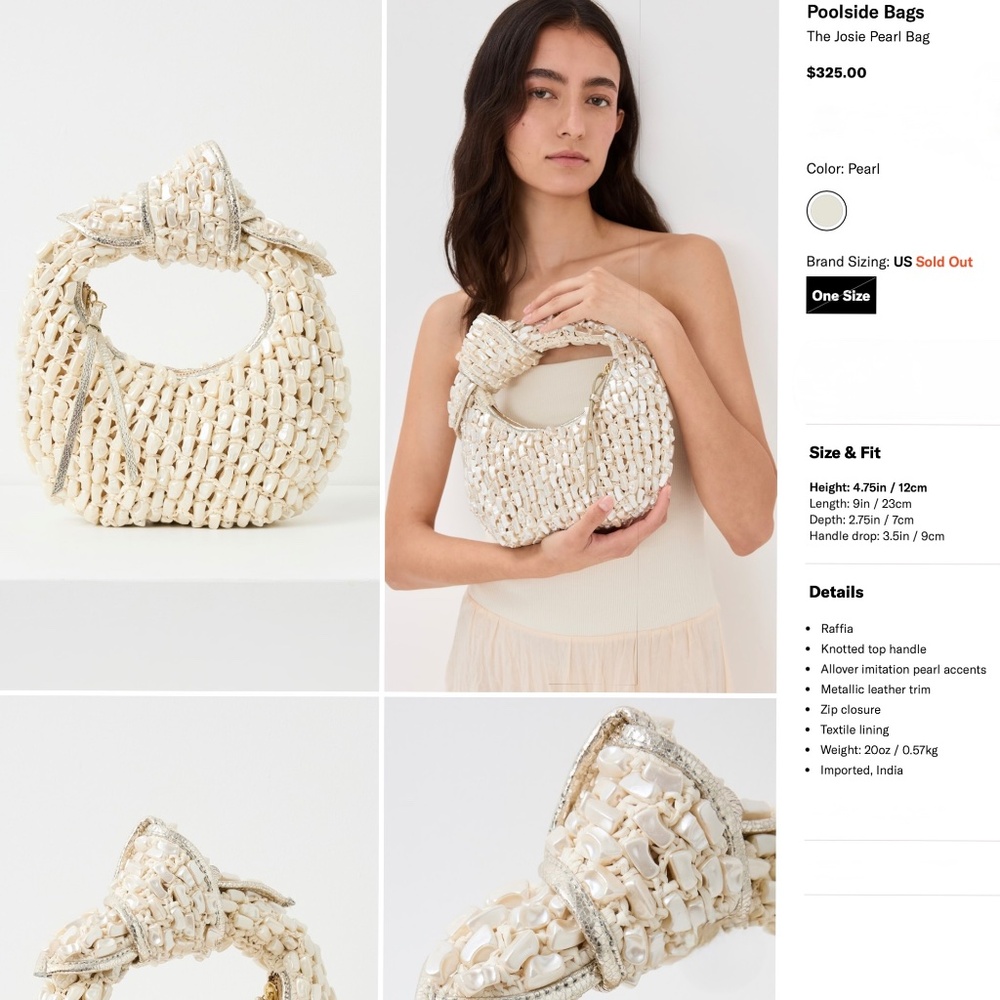Poolside The Josie  Knotted Top Handle Pearl Bag - Picture 12 of 16